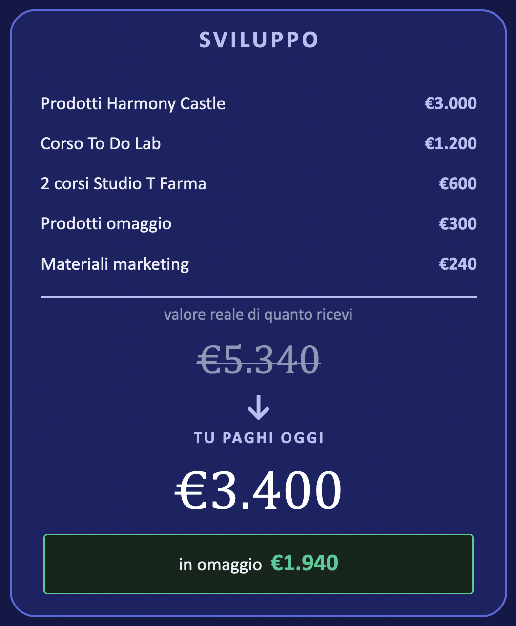 ACCONTO SVILUPPO | 400€ + IVA